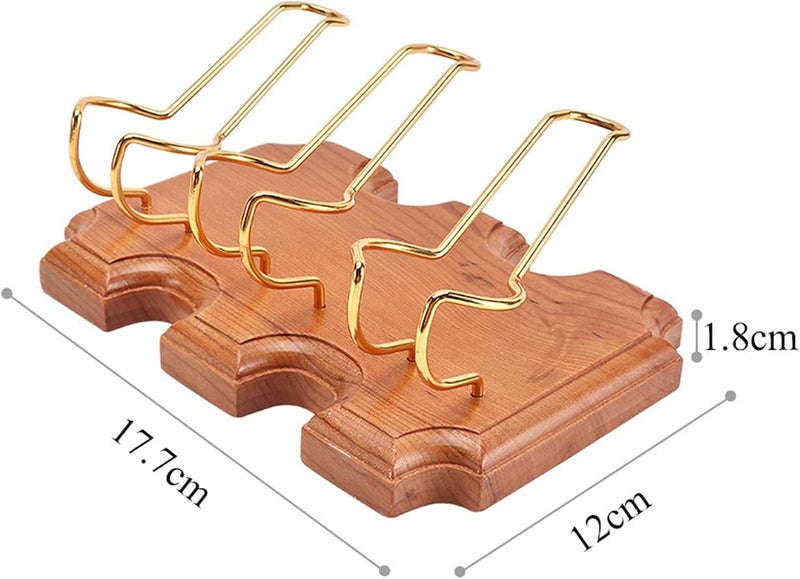 VOVCAMLS Wooden Pipe Stand Holder, Pipe Stand Display with 3 Metal Slots, Family Home Pipe Accessories - Image 4